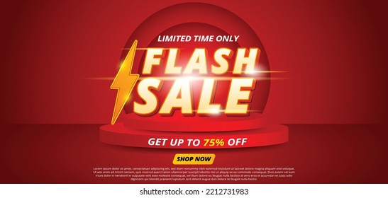 Flash sale 75 percent off promotion banner template with red podium vector 