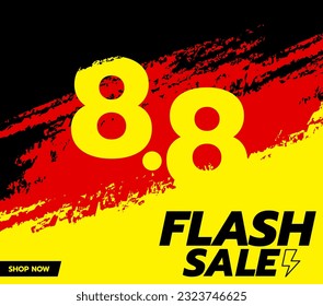 Flash sale 8.8 Illustration Poster, Banner Vector Sale discount price, Ads for website, Social media, Shopping online. Backdrop, Rollup artwork.