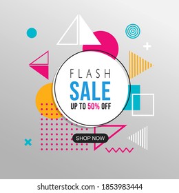 Flash Sale Abstract geometric pattern colorful design and background. Use for modern design, cover, template, decorated, brochure, flyer.