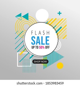 Flash Sale Resumen de diseño y fondo de color geométrico de patrón colorido. Uso para diseño moderno, portada, plantilla, decorado, folleto, volante.