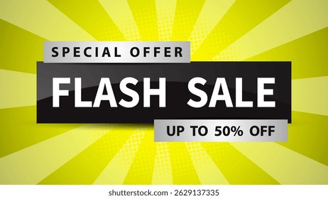 Fondo de venta flash en estilo plano. Ilustración vectorial