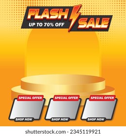Flash sale background template. Offer banner with flat design.