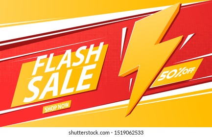 Flash sale background, template, poster or banner. Sale background. Vector illustration.