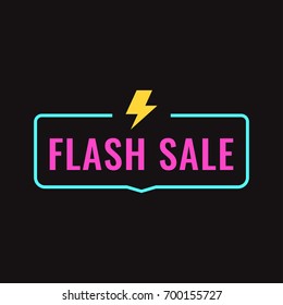 Flash Sale. Badge With Lightning Icon. Flat Vector Illustration On Dark Background.
