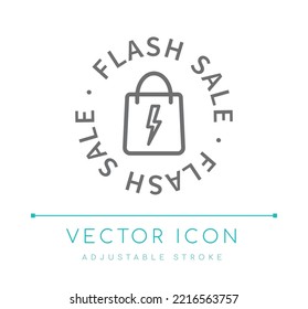 Flash Sale Badge Vector Line Icon