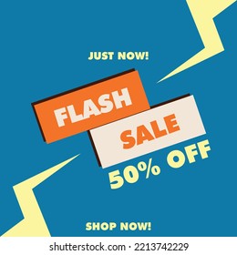 Flash Sale Baner, flyer or social media flash sale design with flat design style. can be use for comercial sale or black friday