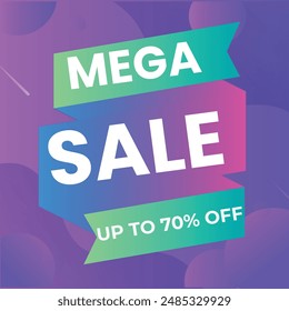 Flash Sale Banner. Up to 50% discount.Limited time offer.Purple-blue gradient background. Vector illustrations.
