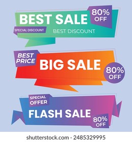 Flash Sale Banner. Up to 50% discount.Limited time offer.Purple-blue gradient background. Vector illustrations.