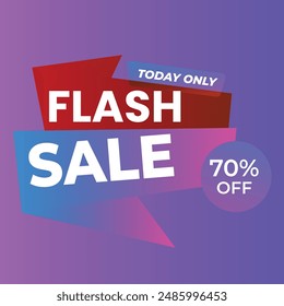 Flash Sale Banner. Up to 50% discount.Limited time offer.Purple-blue gradient background. Vector illustrations.