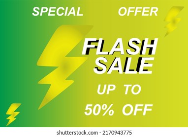 Flash sale banner up to 50% off, special limited offer