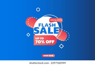 Flash sale banner up to 70 % off special offer template design for website or social media background