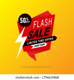 Flash Sale banner advertisement and online shopping, clearance, discount up to 50% for flyer marketing design