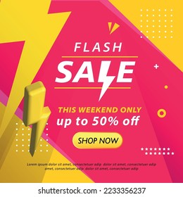 Flash Sale Banner Advertisement template for Social Media, web and Print. 