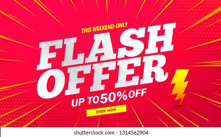 Flash sale banner background red.Vector design