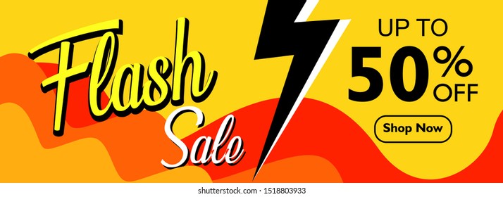 Flash sale banner background template. Special offer poster layout for promotion and publication. Sale advertising vector illustration for store, event, and online shop
