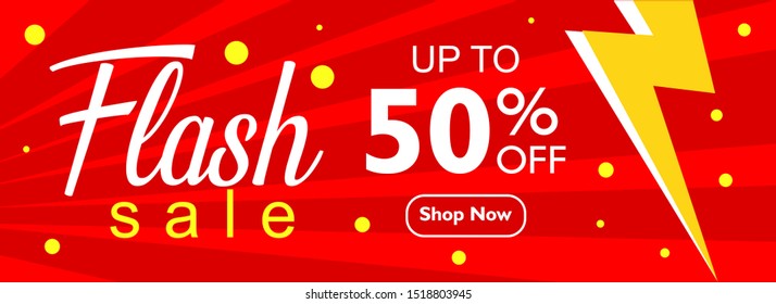 Flash sale banner background template. Special offer poster layout for promotion and publication. Sale advertising vector illustration for store, event, and online shop