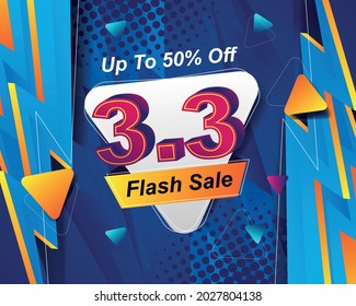 Flash Sale Banner Background Template For 3.3 Sale Event
