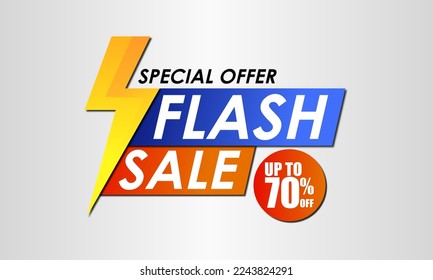 flash sale banner background template design for web or social media. Special offer discount up to 70% off. 