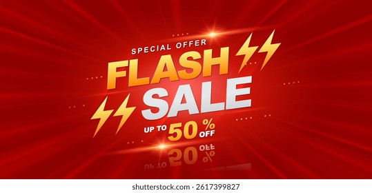 Flash sale banner background. Vector illustration for shopping day promotion, online shopping, special Offer coupon, voucher, banner template, websites, social media advertising.