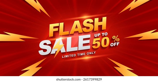 Flash sale banner background. Vector illustration for shopping day promotion, online shopping, special Offer coupon, voucher, banner template, websites, social media advertising.