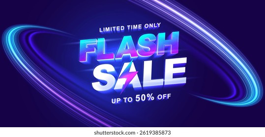 Flash sale banner background. Vector illustration for shopping day promotion, online shopping, special Offer coupon, voucher, banner template, websites, social media advertising.