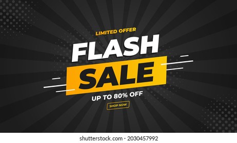 Flash Sale banner with black background and limited offer up to 80%