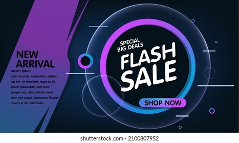 Flash sale banner with circle abstract shapes .