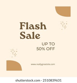 Flash Sale Banner Design. 50% Offer Discount Poster Template Vector Design on Color Background.