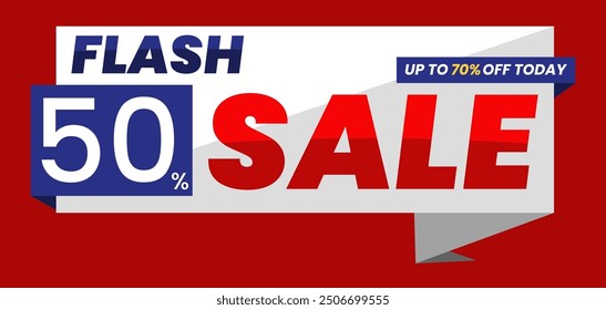 Flash Sale Banner Design Illustration With 50 Percent Discount