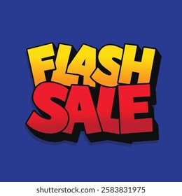 Flash sale banner design with modern typography vector illustration. Flash Sale Shopping Poster layout. 3D text effect logotype template design for social media and website. Special Offer campaign.
