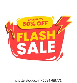 Flash sale banner design. Special offer banner. Sale badge, sale tag. Shopping banner. Discount sale promotional banner