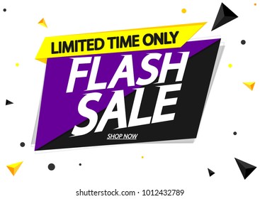 Venta Flash, plantilla de diseño de banner, icono de aplicación, etiqueta de descuento, ilustración vectorial 