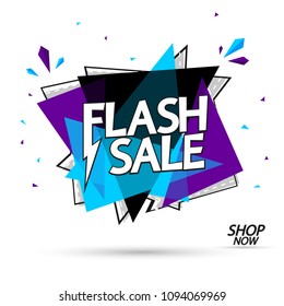 Flash Sale, banner design template, discount tag, vector illustration