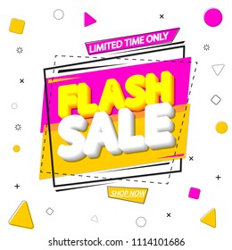 Flash Sale, banner design template, discount tag, app icon, vector illustration
