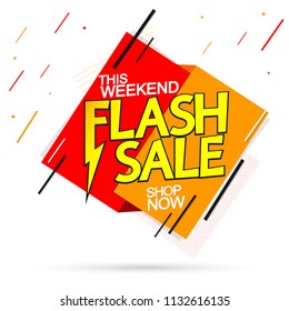 Flash Sale, banner design template, discount tag, app icon, vector illustration