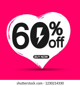 Flash Sale, banner design template, 60% off, mega discount tag, vector illustration