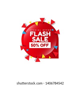 Flash Sale, banner design template, glossy button tag, discount 50% off, 