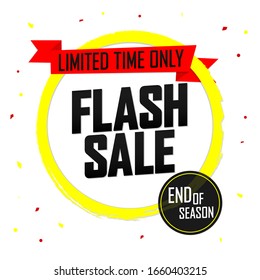 Flash Sale, banner design template, discount tag, grunge brush, end of season, vector illustration