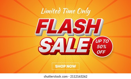 flash sale banner design template on orange background. business vector illustration