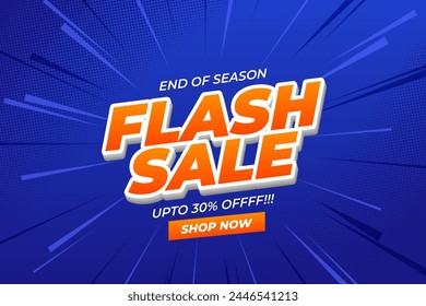 Flash sale banner design. Upto 30% off Super Sale, end of season special offer banner. vector illustration.