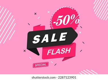 Flash sale banner. Discount promotion sale ribbon. Flash sale sticker