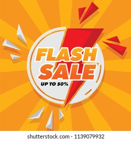 Flash Sale Banner with Flat Designs Style