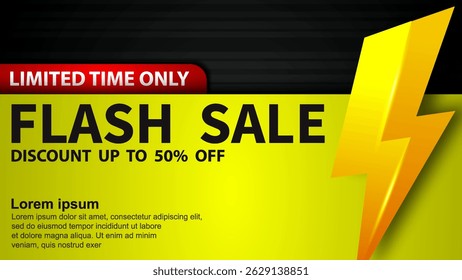 Flash sale banner, label, icon in modern style. Vector design template isolated on background.