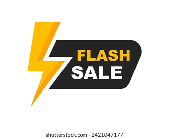 Flash Sale banner with lightning icon. Flash Sale badge for promotion in social media and web. Special offer shopping label. Vector illustration.