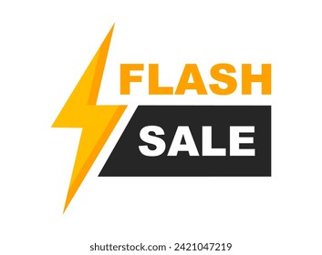 Flash Sale banner with lightning icon. Flash Sale badge for promotion in social media and web. Special offer shopping label. Vector illustration.