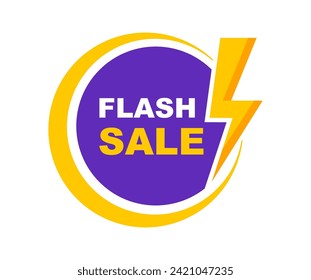 Banner mit Blitz-Symbol für Flash-Verkauf. Flash Sale-Button für Werbung in sozialen Medien und im Web. Shopping-Label mit Sonderangebot. Vektorgrafik.