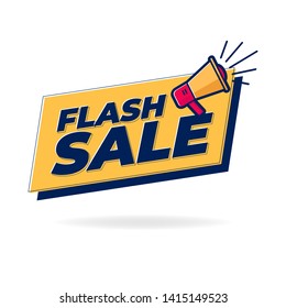 Flash Sale banner with Loudspeaker or megaphone template design.