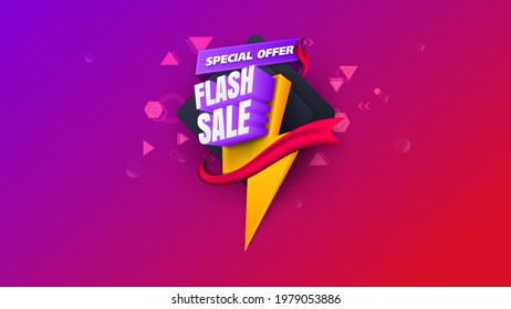 Flash sale banner. One day big sale, special offer, clearance. Sale banner template design, Big sale special offer. end of season special offer banner. vector illustration.