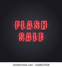 Flash sale banner. Online Advertisement promotion campaign. Red color neon style makes a more attractive eye-catching and fashionable trend.