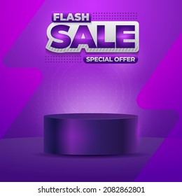 Flash sale banner with podim copy space template vector design illustration for social media promo and product presentation
